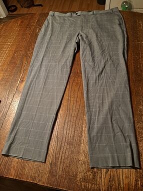 42x32 Lauren Ralph Lauren Grey Pinstripe Dress Pants Trousers Slacks Flat Front